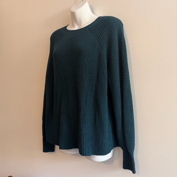 Jessica Simpson Teal Ribbed Knit Sweater | Relaxed Fit | Size L - Picture 4 of 9